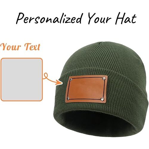 Custom Toddler Baby Beanies, Mama Mini Matching Hats, Leather Patch Baby Knit Hats, Winter Beanies for Infant, Kids Adults