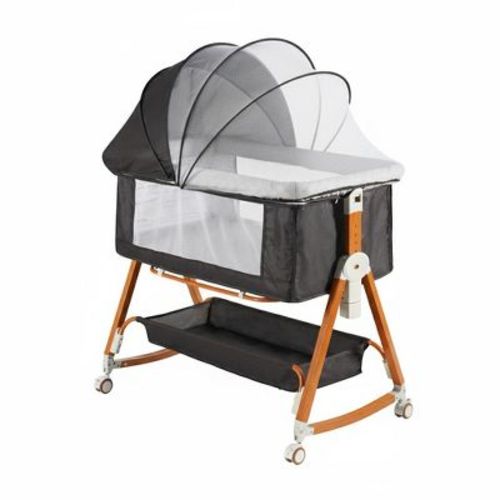 Foalom Baby Bassinet 3 in 1 Foldable Portable Crib,6 Adjustable Height,with Wheels