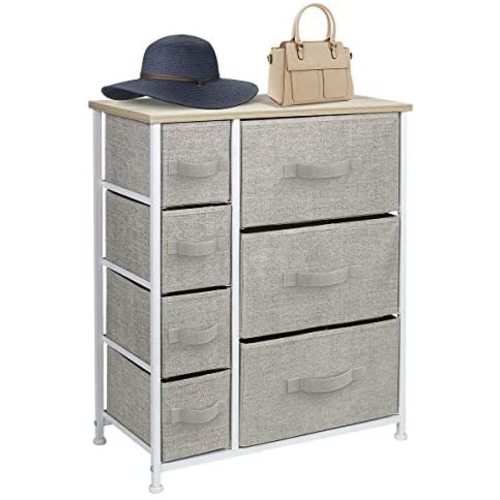 Sorbus Dresser with Drawers - Furniture Storage Tower Unit for Bedroom, Hallway, Closet, Office Organization - Steel Frame, Wood Top, Easy Pull Fabric Bins (Beige)