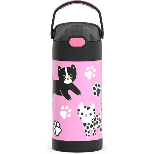 THERMOS FUNTAINER Water Bottle with Straw - 12 Ounce, Kittens - Kids Stainless Steel Vacuum Insulated Water Bottle with Lid