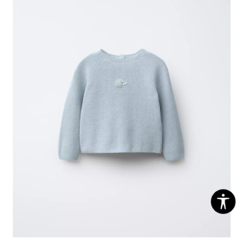 EMBROIDERED ELEPHANT PURL KNIT SWEATER - Sky blue | ZARA United States