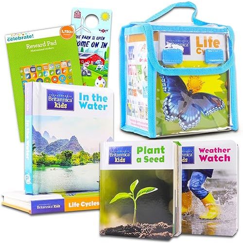 Encyclopedia Britannica Board Books Set For Toddlers and Babies - Bundle with 4 Nature and Science Board Books Teaching Weather, Plants, and Life Cycle (Britannica Kids Books) Hardcover – February 9, 2022