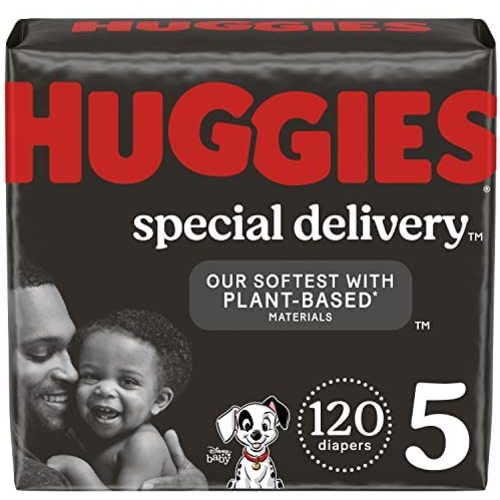 Hypoallergenic Baby Diapers Size 5 (27+ lbs), Huggies Special Delivery, Fragrance Free, Safe for Sensitive Skin, 120 Ct