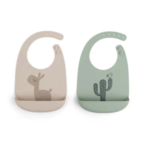 Done By Deer Silicone Bib 2-Pack Lalee Sand/Green