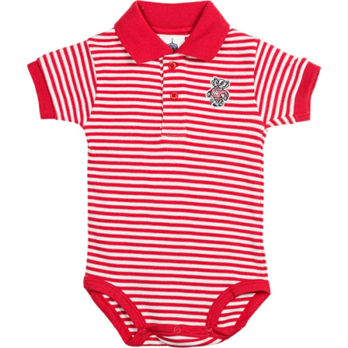 Creative Knitwear Bucky Badger Polo Onesie (Red/White) | University Book Store