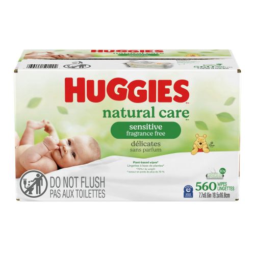 Baby Wipes, Huggies Natural Care, UNSCENTED, Sensitive, 10 Flip Top Packs, 560 Wipes, 560 Wipes