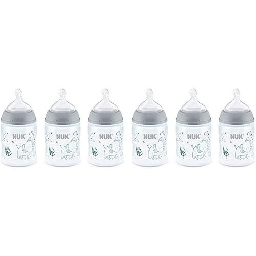 NUK Smooth Flow Anti Colic Baby Bottle, Elephant, 5 Ounce (6 Pack)