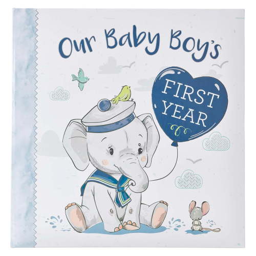 Christian Art Gifts Boy Baby Book of Memories Blue Keepsake Photo Album Our Baby Boy's First Year Memory Book Baby Book with Bible Verses
