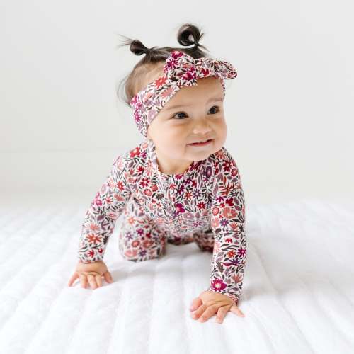 Fall Blooms Small Ribbed Zip Romper 3-6M