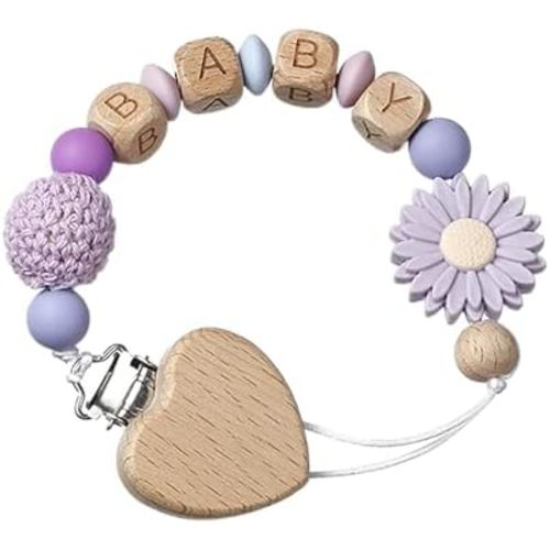 KWCLTH Pacifier Clips Baby Gift,Personalized Pacifier Clip With Name,Custom Silicone For Baby Lovely Daisy Color Diversity