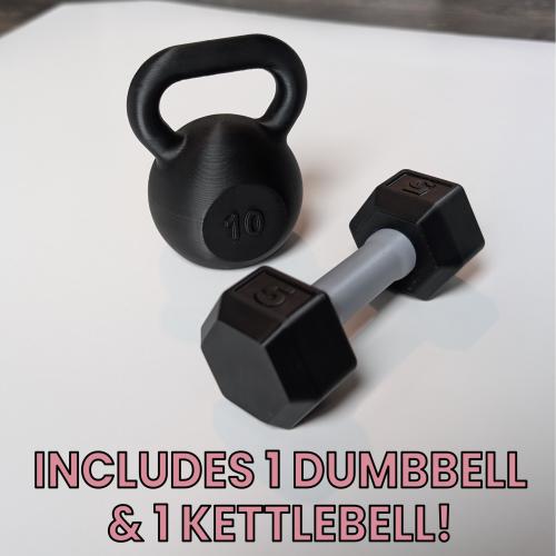 Dumbbell Baby Rattle Set | 3D Printed Dumbbell & Kettlebell Rattles | Fitness Baby Toy | Gym-Themed Baby Gift | Baby Weightlifting Set