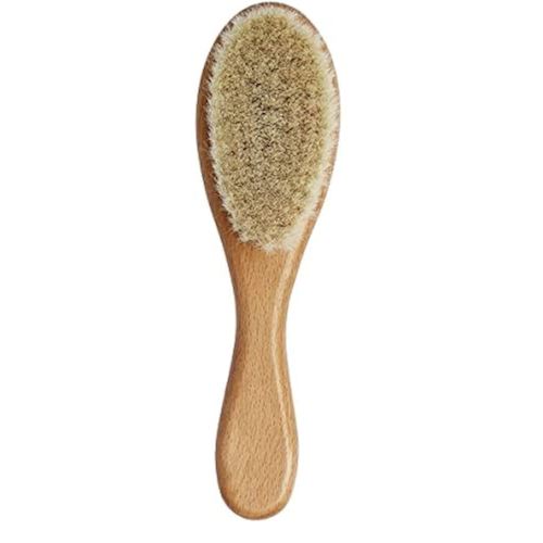 Baby Hair Brush with Wooden Handle, for Newborns & Toddlers-Natural Soft Goat Bristles-Ideal-Perfect Baby Registry Gift