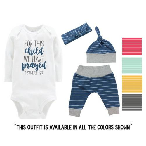 For This Child We Have Prayed Going Home Outfit Yoga Pants Colored Stripe Boy Girl Coming Home Top Knot Hat Baby Shower Gift Newborn Baby - Etsy