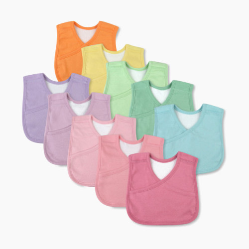 Honest Baby Clothing 10-Pack Organic Cotton 4-in-1 Reversible Bibs - Rainbow Pinks, Os