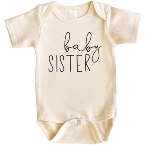 Bump and Beyond Designs Little Sister Shirt for Girls Baby Announcement Bodysuit