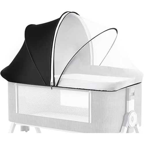 Bassinet Cover for Baby, Mosquito Net to Block Light, Breathable Bug Net Cover for Bedside Sleeper, Bassinet Tent Canopy with 2-Way Zipper to Keep Cats Out