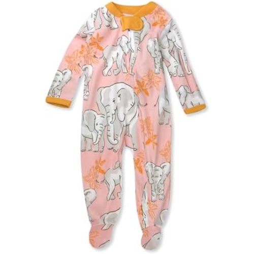 HonestBaby Baby Girls' Sleep and Play Footed Pajamas One-Piece Sleeper Jumpsuit Zip-front Pjs Organic Cotton