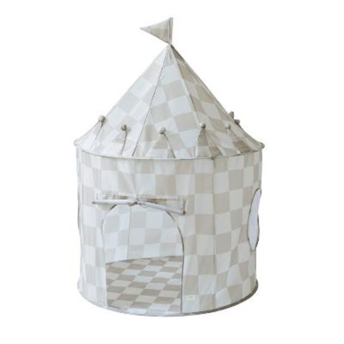 3 Sprouts Kids Recycled Fabric Play Tent - Checkerboard Beige