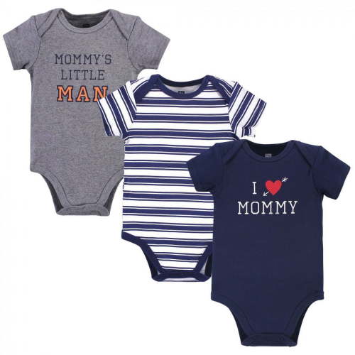 Hudson Baby Infant Boy Cotton Bodysuits 3pk, Boy Mommy, 0-3 Months