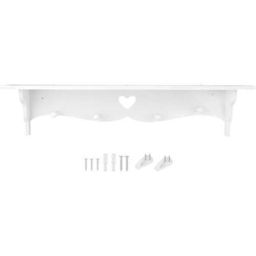 FREEAMG Hollowed Love Shape Wall Shelf,23inch White PVC Wood-Plastic Board Wall Mounted Floating Shelf Hanging Storage Rack for Kitchen Living Room Organizer