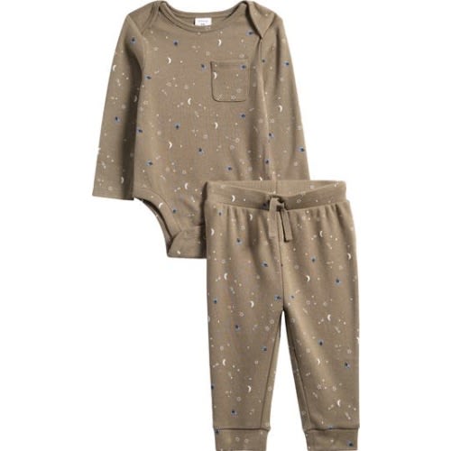 Print Cotton Bodysuit & Joggers Set, Newborn