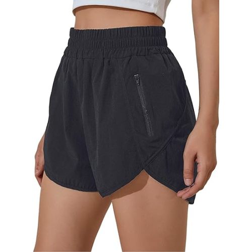 BMJL Women's Running Shorts Elastic High Waisted Shorts Pocket Sporty Workout Shorts Quick Dry Athletic Shorts Pants