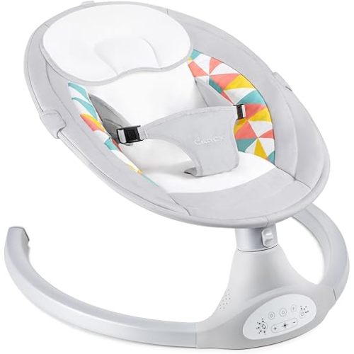 LAREX Baby Swings Electric Baby Swing Bluetooth Infant Swing Portable Rocker with 5 Speeds, 1 Seat Position, Remote Control, Grey