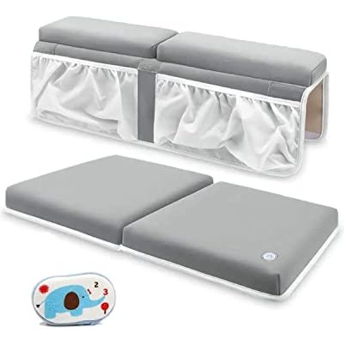Baby Bath Kneeler & Elbow Rest Set | Thick Non-Slip Cushion Bath Kneeling Pad | Quick Air Drying | Arm Support & Pockets for Comfortable, Fun Bathroom Bathing Time | Hydrangea Island Trading Co.