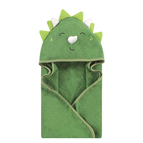 Hudson Baby Unisex Baby Cotton Animal Face Hooded Towel, Dinosaur, One Size