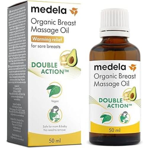 Medela Organic Breast Massage Oil for Breastfeeding Mothers | Relieve Breast Tenderness and Fullness | All-Natural Formula with Nourishing Ingredients I Warming Relief, 1.69 fl. oz.