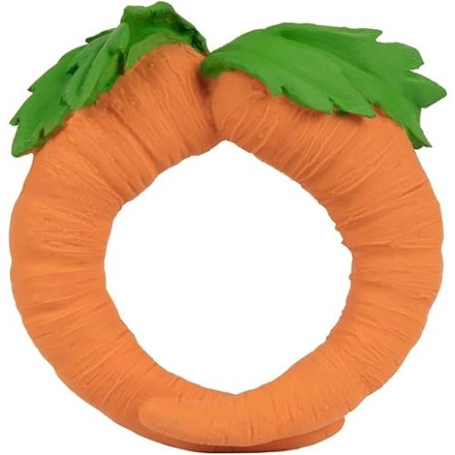 Oli & Carol Natural Rubber Teether -Vegetable Shaped Teething Toy for Babies 0-12 Months | Baby Teething Relief | Teethers for Infants 0-6 & 6-12 Months | Natural Hevea Rubber (Cathy The Carrot)