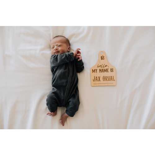 Wooden Cow Tag Name Announcement Card | Hospital Name Card | baby milestones | wood baby name sign