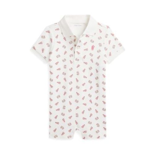 Baby Boys Crab Print Soft Cotton Polo Shortall