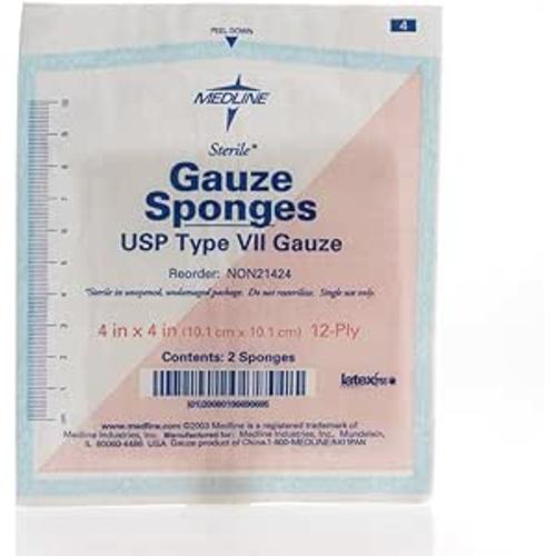 Amazon.com: Medline Woven Gauze Sponges, Sterile, 12-Ply, 4 x 4 Inches, Box of 50 : Industrial & Scientific