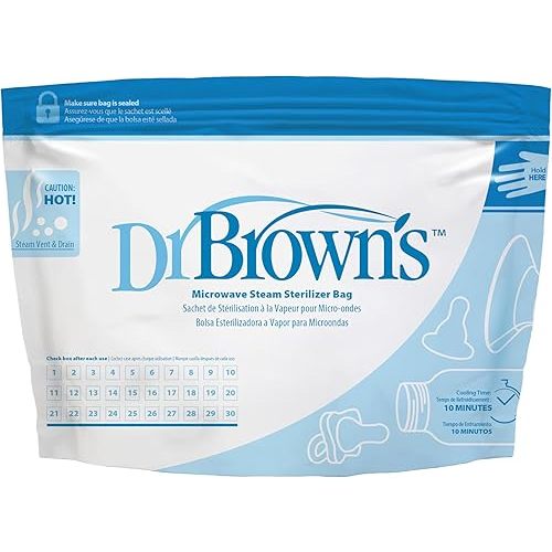 Dr. Brown's Microwave Steam Sterilizer Bags - 5 Count (30 uses per bag)