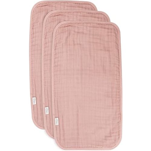 Natemia Muslin Baby Burp Cloths - Large 21”x11” Size - Super Absorbent Ultra Soft Rayon Made from Bamboo Washcloths - 6-Layer Design - 3-Piece Gift Set