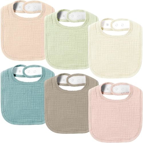 AMAWMW Muslin Baby Bibs for Unisex Boys Girls 6Pack Baby Bandana Drool Bibs Adjustable Newborn Bib for Drooling & Teething