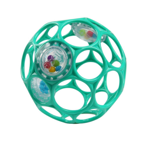 Bright Starts Oball Easy-Grasp Rattle BPA-Free Infant Toy in Teal, Age Newborn and up, 4 Inches
