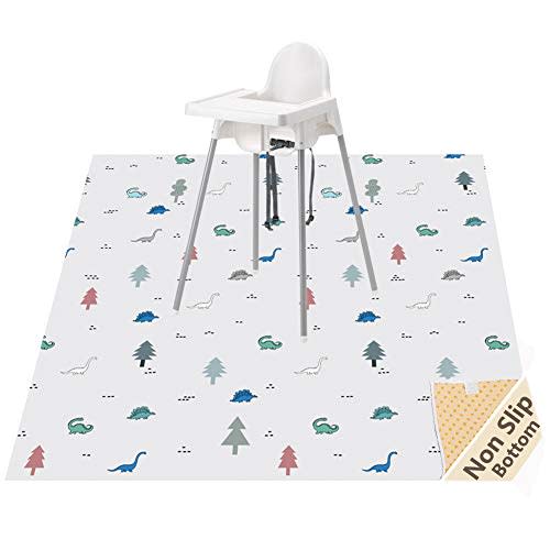 WOMUMON 51” Baby Splat Mat for Under High Chair/Arts/Crafts, Washable Waterproof Anti-Slip Floor Splash Mat, Portable Wipeable Spill Mat and Table Cloth