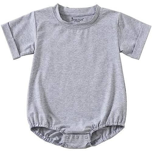 Jimonda Baby Boy Girl Bubble Romper Solid Color Bodysuit Short Sleeve Organic Cotton T-Shirt