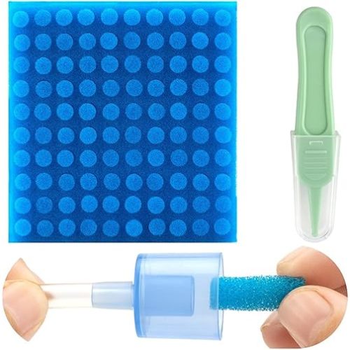 100-Pack of Premium Nasal Aspirator Hygiene Sponges, Replacement for Nosefrida Nasal Aspirator Filters, BPA, Phthalate & Latex-Free (100 Count +Tweezer)