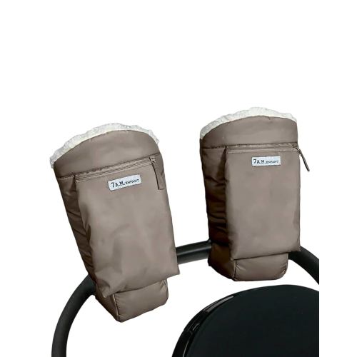 7AM Enfant Stroller Warmmuffs Gloves - Anti-Freeze Stroller Mittens for Handlebars, Water Repellent Hand Warmer Muff for Cold Weather, Plush Lined Stroller Warmmuffs | Winter Stroller Accessories