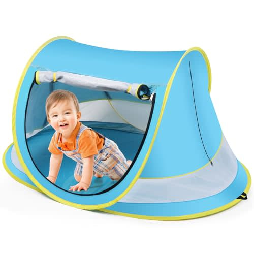 Baby Beach Tent,Large Pop Up Beach Tent Sun Shade for Beach,Portable Baby Travel Tent with Mosquito Net,Indoor Baby Play Tent,UPF 50+ UV Protection Sun Shelters for Infants