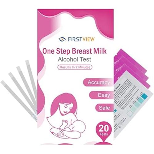 Alcohol Test Strips for Breastmilk,Detects Alcohol in 2 Mintues, High Sensitivity to 0.02%（20mg/dL, Simple Breastmilk Dip Test, Fast and Easy to Use for Breastfeeding Moms-20 Test Strips
