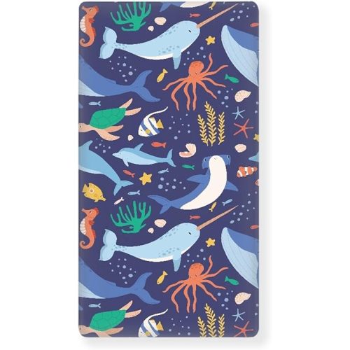 Ocean Whale Navy Blue Fitted Crib Sheet for Boys Girls Turtle Seahorses Fish Octopus Baby Sheet for Standard Crib and Toddler Nursery Bed Mattress Sheets 28"x52"