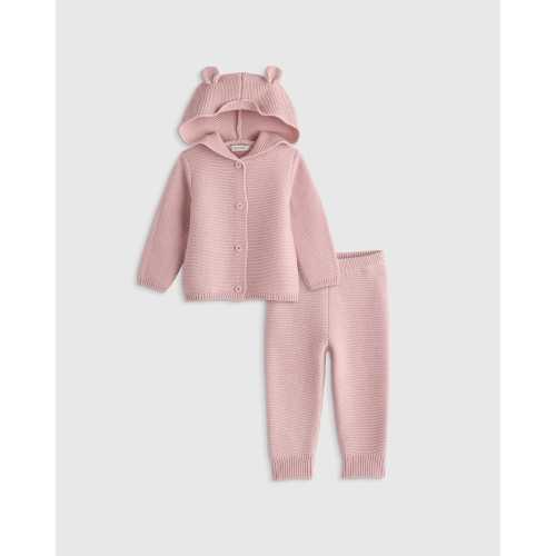 100% Organic Cotton Sweater Set in Silver Pink