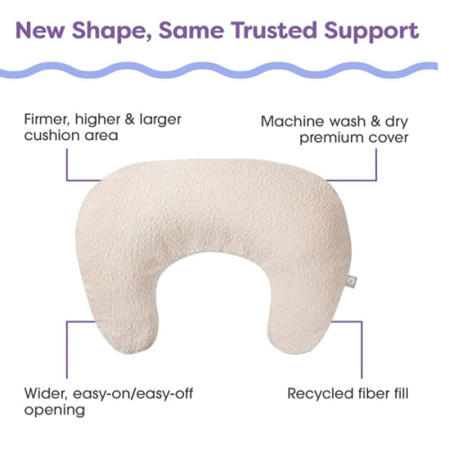 Boppy Nursing Pillow - Ergonomic Bottle & Breastfeeding Pillow with High, Firm, Large Area, Water-Repellent Cushion with Washable Cover; Baby Safety Alliance Verified - Oatmeal Boucle