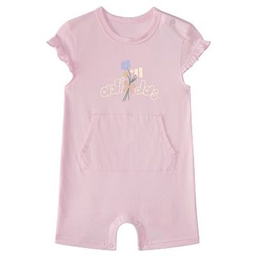 Baby Girl adidas Floral Logo Flutter Sleeve Romper