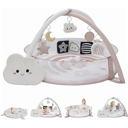 6-in-1 XL Play Mat & Play Gym, Baby Gym, Baby Activity Gym, Sensory Exploration and Motor Skill Development Toys (Blush)