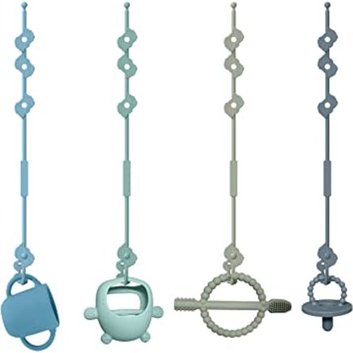 4 Pack Pacifier Clip, Toy Safety Straps, Conch Design Silicone Adjustable Baby Pacifier Teether Straps, 4pcs Toddler Toy Bottle Harness Straps for Strollers, High Chair, Cribs, Bags, BPA Free